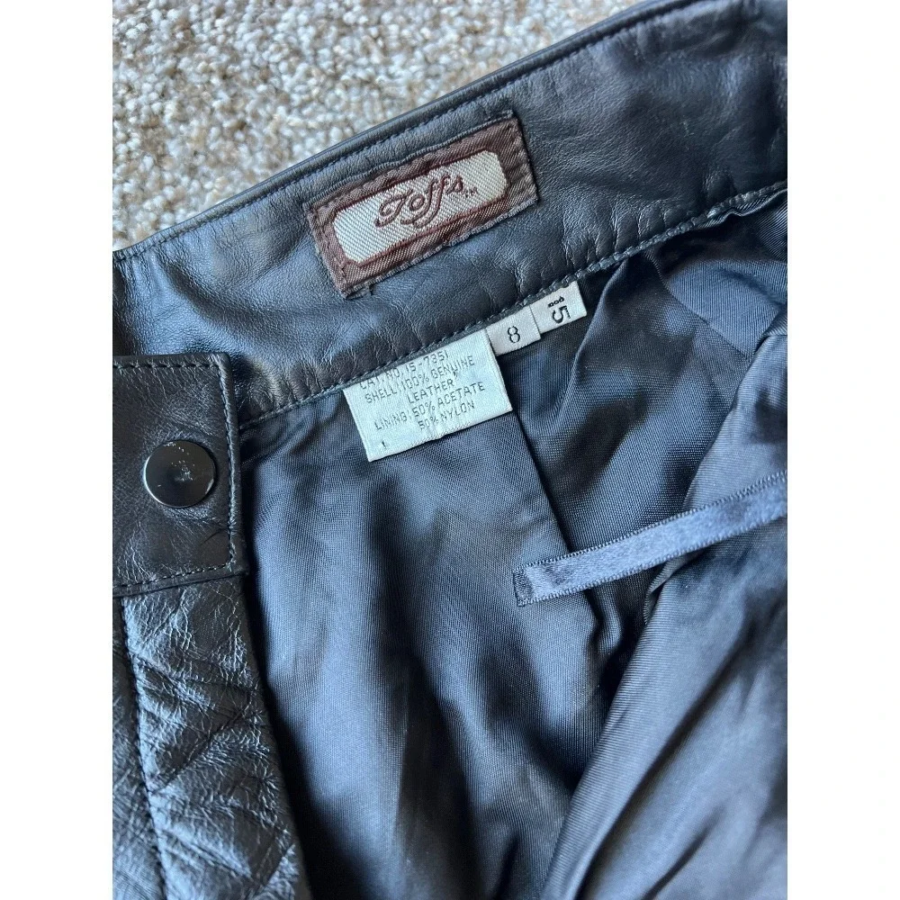 Vintage 80s Leather Pants High Waist Pleated Black‎ Size 6 Toffs